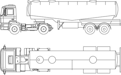 vector illustration sketch design detail of tanker truck vehicle for transporting oil and water 