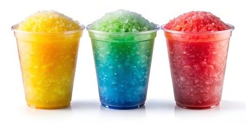 Three Colorful Shaved Ice Cups