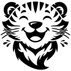 Tiger cartoon portrait silhouette
