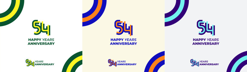Logo Years Modern Line Colorful 54th, 54th Happy Anniversary with Colorful Line Stack, Minimalist and Modern.