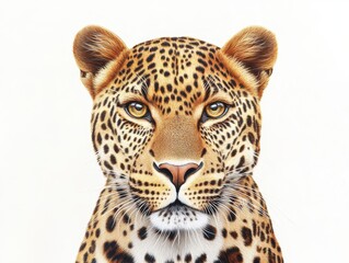 Fototapeta premium A detailed illustration of a leopard's face, showcasing its striking features and characteristic spotted fur.