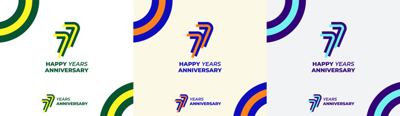 Logo Years Modern Line Colorful 77th, 77th Happy Anniversary with Colorful Line Stack, Minimalist and Modern.