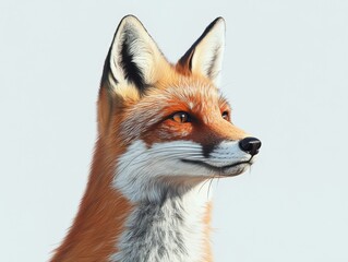 Obraz premium A detailed illustration of a fox, showcasing its striking orange fur and keen expression against a plain background.