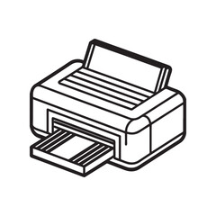 printer line art, black outline, vector and illustration, line art and outline