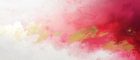 Obraz premium Abstract Pink, Red, and Gold Watercolor Painting - Modern Art Texture Background for Design Projects