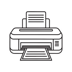printer line art, black outline, vector and illustration, line art and outline
