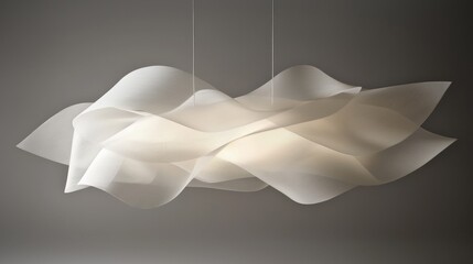 A light fixture with a white design that looks like a wave