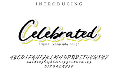 Celebrated Font Stylish brush painted an uppercase vector letters, alphabet, typeface