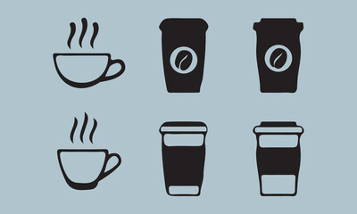 Obraz premium Coffee and tea cup set illustration illustration, tea cup, coffee - drink, tea - hot drink, icon set, coffee cup, milk, cup, drink, symbol, vector, food, icon symbol, heat - temperature, square - com