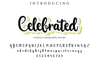 Celebrated Font Stylish brush painted an uppercase vector letters, alphabet, typeface