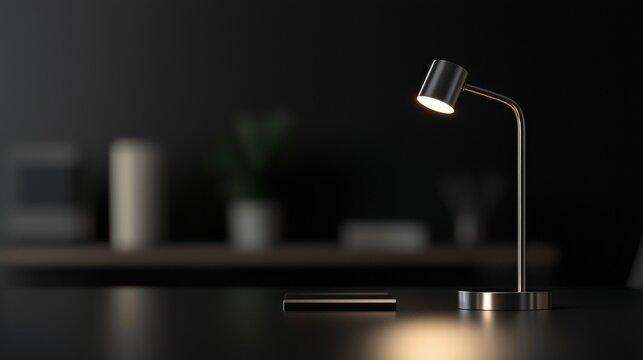 A small lamp sits on a table in a dark room - Powered by Adobe