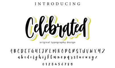 Celebrated Font Stylish brush painted an uppercase vector letters, alphabet, typeface