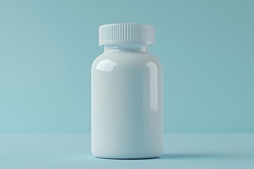 A plain white bottle stands against a soft teal background, showcasing minimalistic design and emphasizing simplicity and purity.