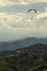 Paragliding above the Andes Moutains, Manizales, Colombia.