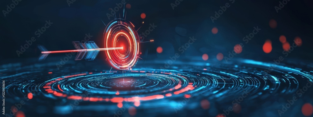 Poster a glowing chart with an arrow reaching a highlighted target icon