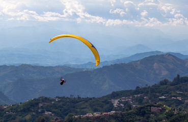 Paragliding above the Andes Moutains, Manizales, Colombia.
