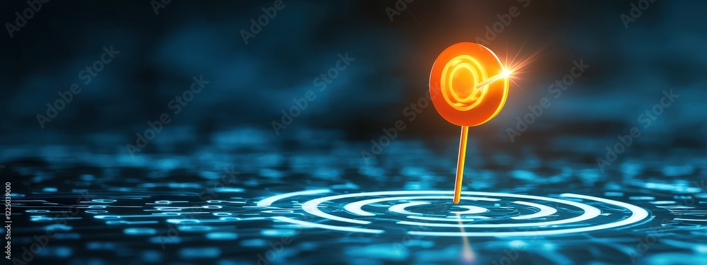 Poster a glowing chart with an arrow reaching a highlighted target icon