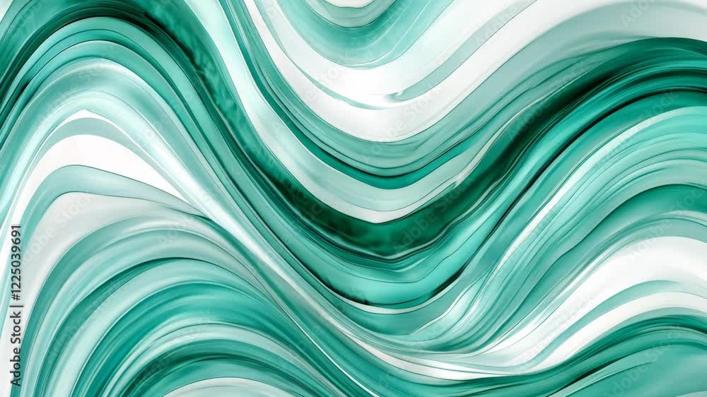 Poster abstract waves in shades of teal and aqua create a serene backdrop for creative projects and contemp