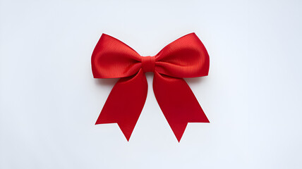 Red Satin Ribbon Bow Isolated on White Background