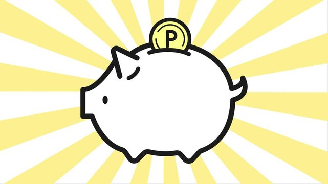 豚の貯金箱の動画_Pマーク_黄色