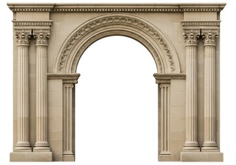 Obraz premium A realistic and detailed stone archway with two ornate fluted columns on either side