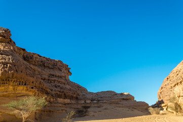 Fototapeta premium Madain Saleh, a UNESCO-approved historical site, is located in Al Ula, Saudi Arabia.