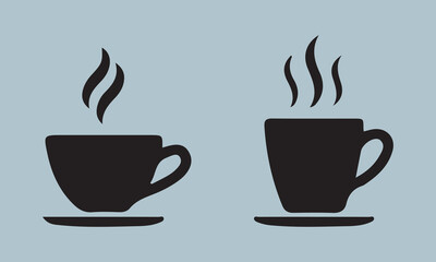 Coffee and tea cup set illustration  illustration, tea cup, coffee - drink, tea - hot drink, icon set, coffee cup, milk, cup, drink, symbol, vector, food, icon symbol, heat - temperature, square - com