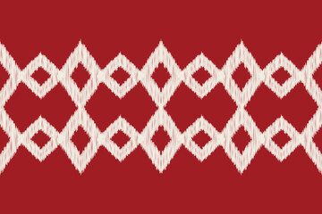 Traditional ethnic pattern ikat motif fabric pattern geometric style.Ikat pattern embroidery Ethnic oriental pattern red background wallpaper. Abstract,vector,illustration.Texture,frame,decoration.