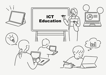パソコンやタブレットを使った教育シーン