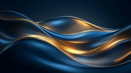 Soft abstract background blending blue and gold light with smooth gradients and glowing highlights, minimalist and elegant 