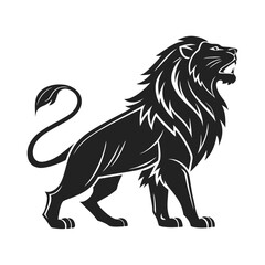 Obraz premium Black and White Lion Silhouette Design