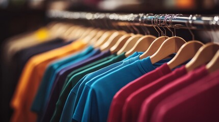 Fototapeta premium Woman's Fashion: Blue and Red Garments on Hangers