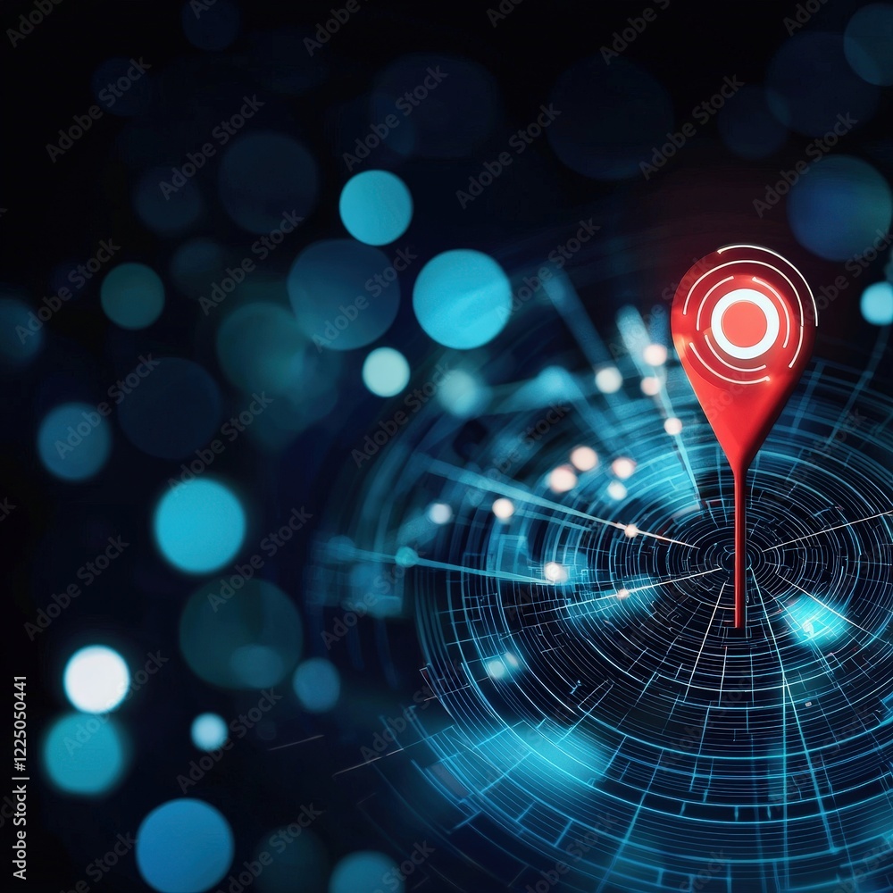 Poster abstract chart with an arrow pointing to a glowing target at the top