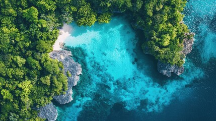 Aerial adventure over tropical island paradise coral reefs marine life natural beauty bird's eye view vibrant ecosystem for travel enthusiasts