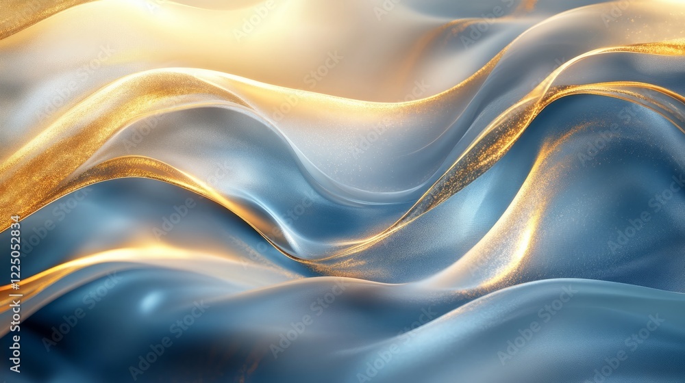 Poster luxurious abstract gradient with soft blue and gold light blending into a refined composition