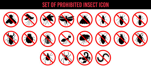 Set of prohibited insect vector icon © 4zevar