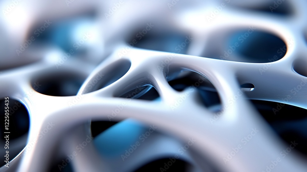 Fototapete abstract white organic structure: a 3d render of intricate, interconnected forms