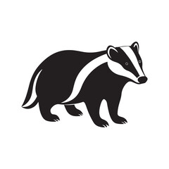 badger silhouette, black and white silhouette, vector and illustration