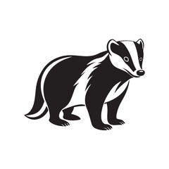 Obraz premium badger silhouette, black and white silhouette, vector and&nbsp;illustration