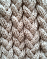 Soft Beige Knitted Wool Texture Background Cozy Winter Fabric Detail