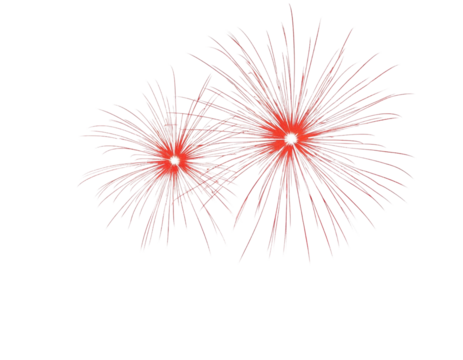 red fireworks on white background
