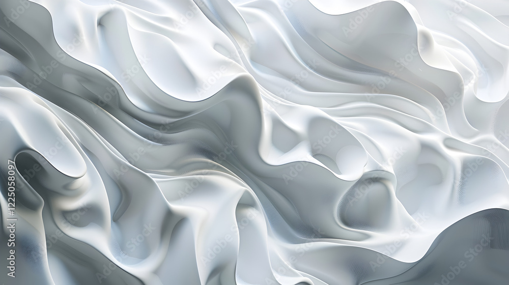 Poster abstract waves of white and gray create a smooth, flowing texture.