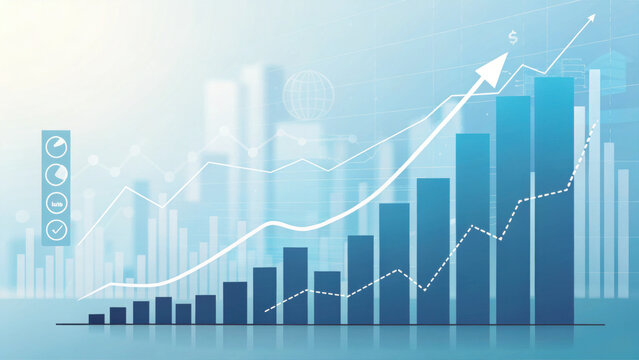 Growing financial graph with upward trends and data visualization