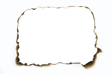 Burned hole on a white paper with clipping path.