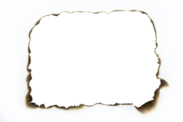 Burned hole on a white paper with clipping path.