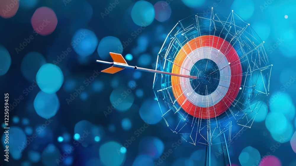 Poster abstract glowing bullseye with geometric patterns surrounding it