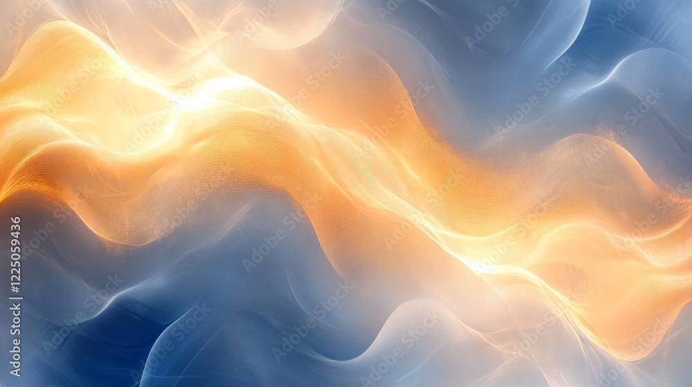 Poster elegant abstract design of soft flowing gold and blue light merging into a modern premium gradient