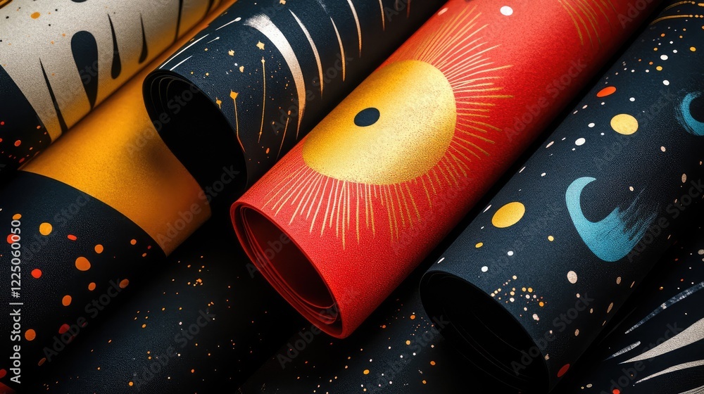 Poster celestial-inspired abstract patterns with cosmic dust and otherworldly elements