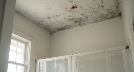 Mold Damage on Ceiling and Wall in Room