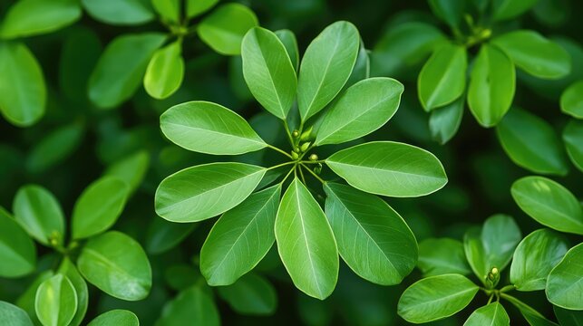 Griffonia Plant with Vibrant Green Leaves and Seeds in West Africa: Captivating Botanical Illustration for Nature and Herbal Medicine Projects